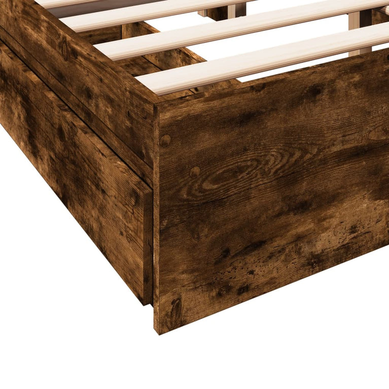 Bedframe met lades bewerkt hout gerookt eikenkleurig 120x200 cm