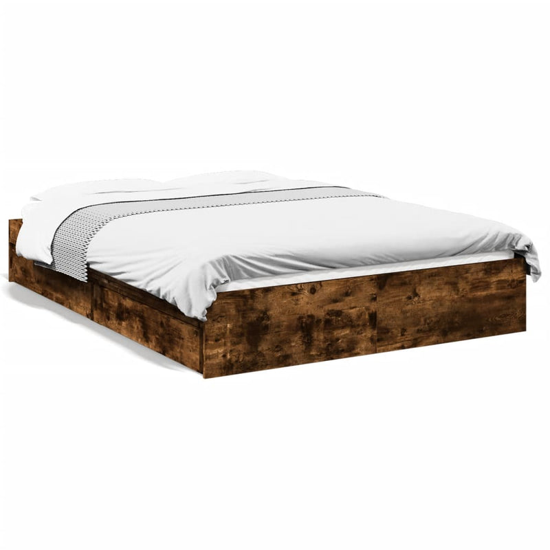 Bedframe met lades bewerkt hout gerookt eikenkleurig 120x200 cm