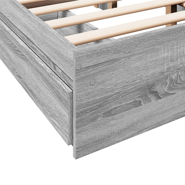 Bedframe met lades bewerkt hout grijs sonoma eiken 120x200 cm