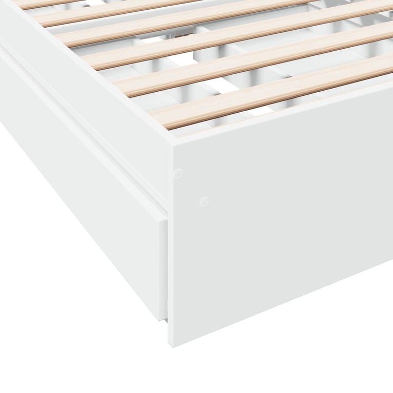 Bedframe met lades bewerkt hout wit 100x200 cm