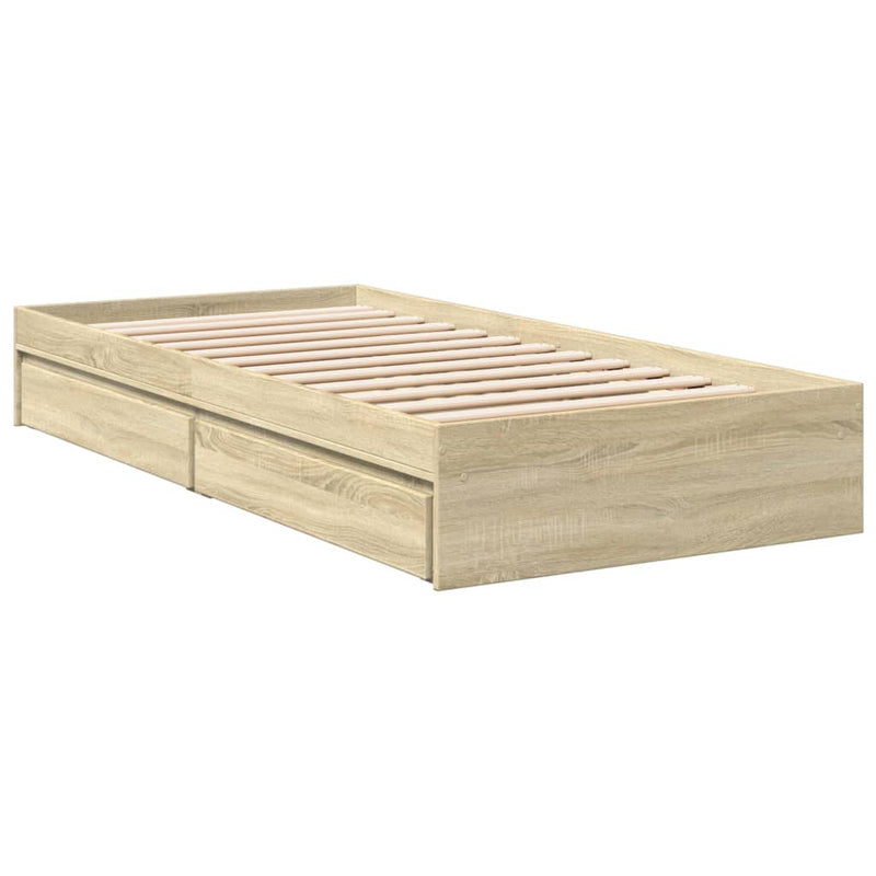 Bedframe met lades bewerkt hout sonoma eikenkleurig 100x200 cm