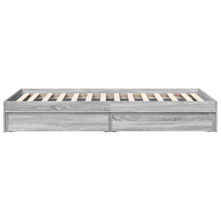 Bedframe met lades bewerkt hout grijs sonoma eiken 100x200 cm
