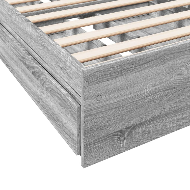 Bedframe met lades bewerkt hout grijs sonoma eiken 100x200 cm