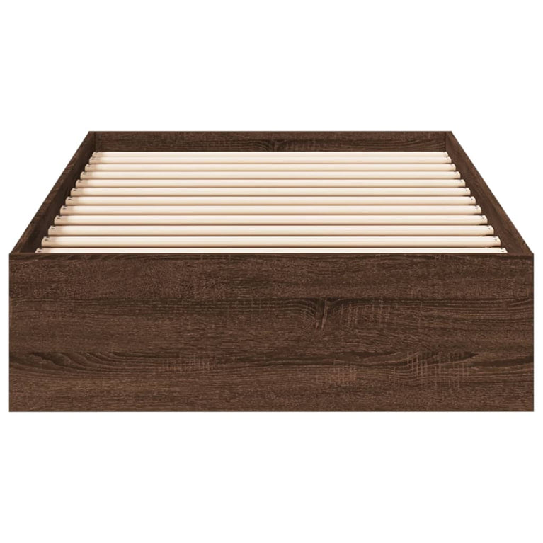 Bedframe met lades bewerkt hout bruin eikenkleurig 100x200 cm