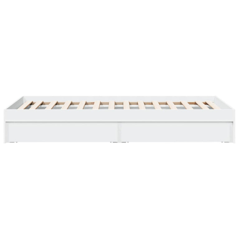 Bedframe met lades bewerkt hout wit 90x200 cm