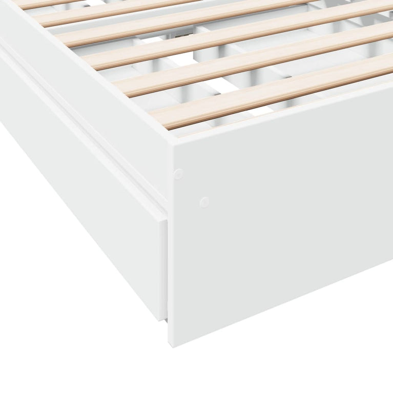 Bedframe met lades bewerkt hout wit 90x200 cm