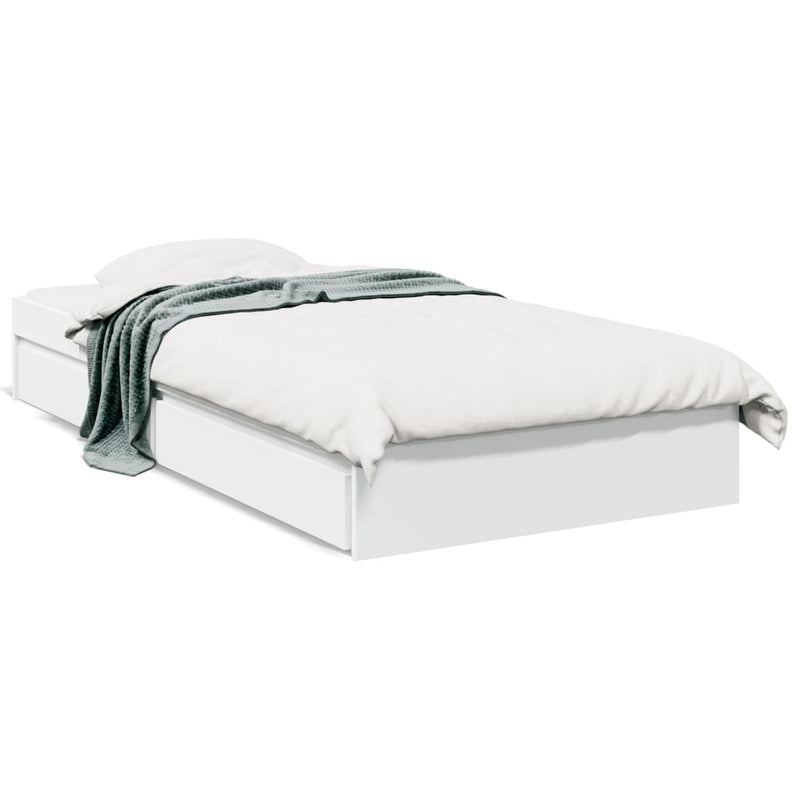 Bedframe met lades bewerkt hout wit 90x200 cm