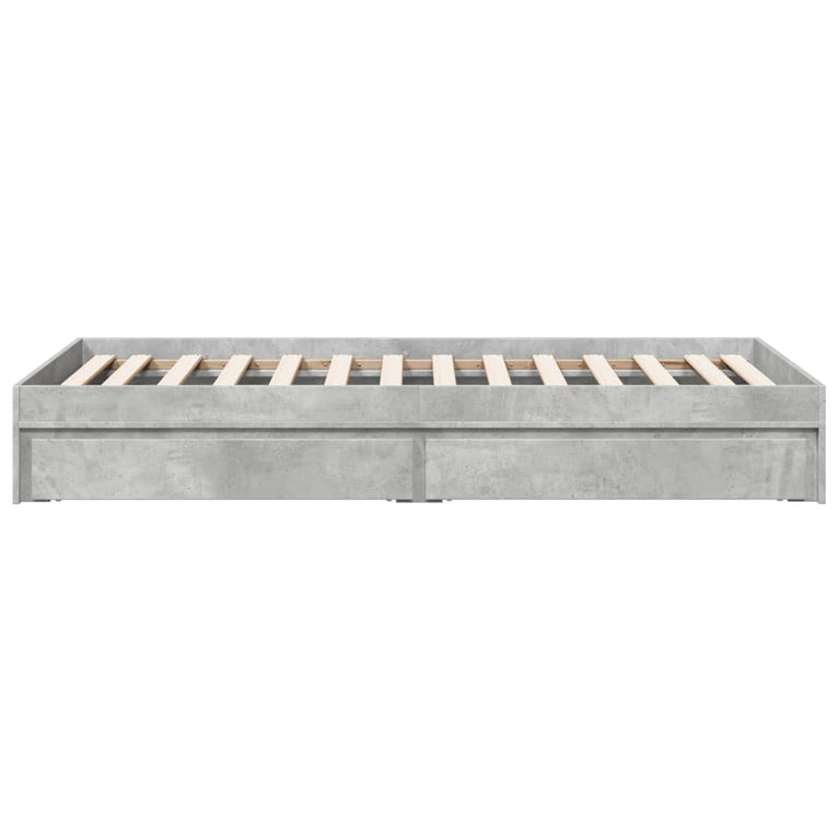 Bedframe met lades bewerkt hout betongrijs 90x200 cm
