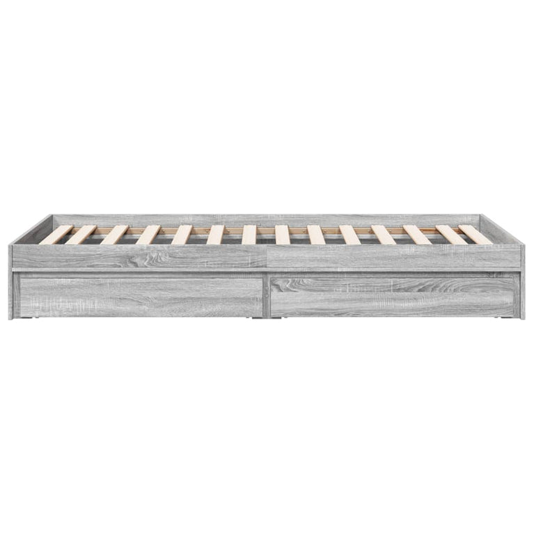 Bedframe met lades bewerkt hout grijs sonoma eiken 90x200 cm
