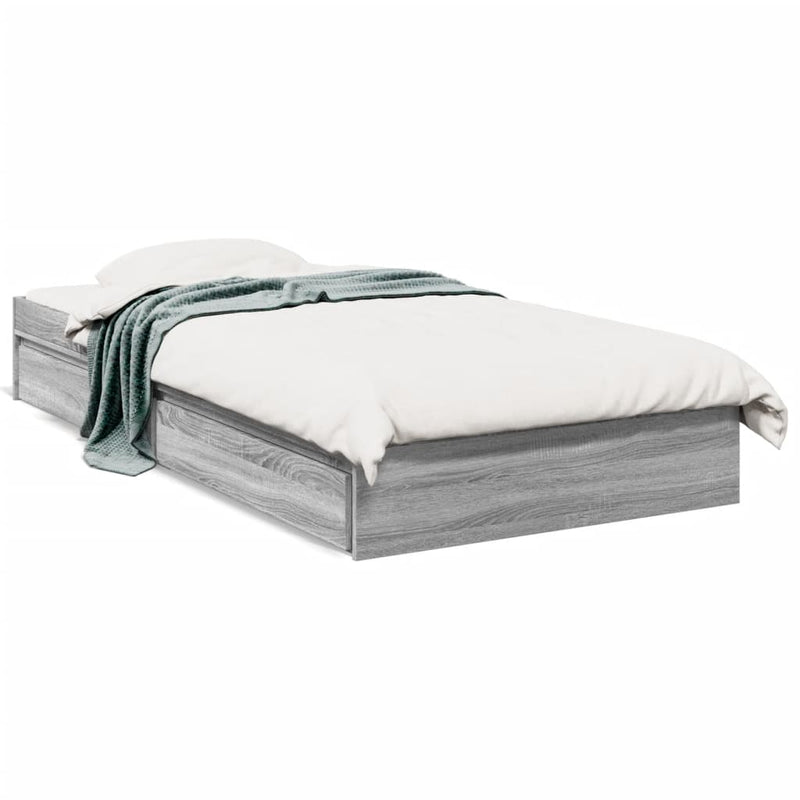 Bedframe met lades bewerkt hout grijs sonoma eiken 90x200 cm