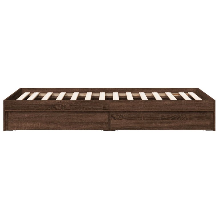 Bedframe met lades bewerkt hout bruin eikenkleurig 90x200 cm