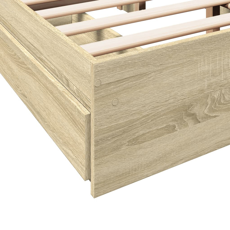 Bedframe met lades bewerkt hout sonoma eikenkleurig 140x190 cm
