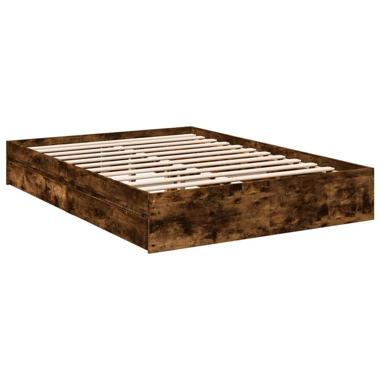 Bedframe met lades bewerkt hout gerookt eikenkleurig 140x190 cm