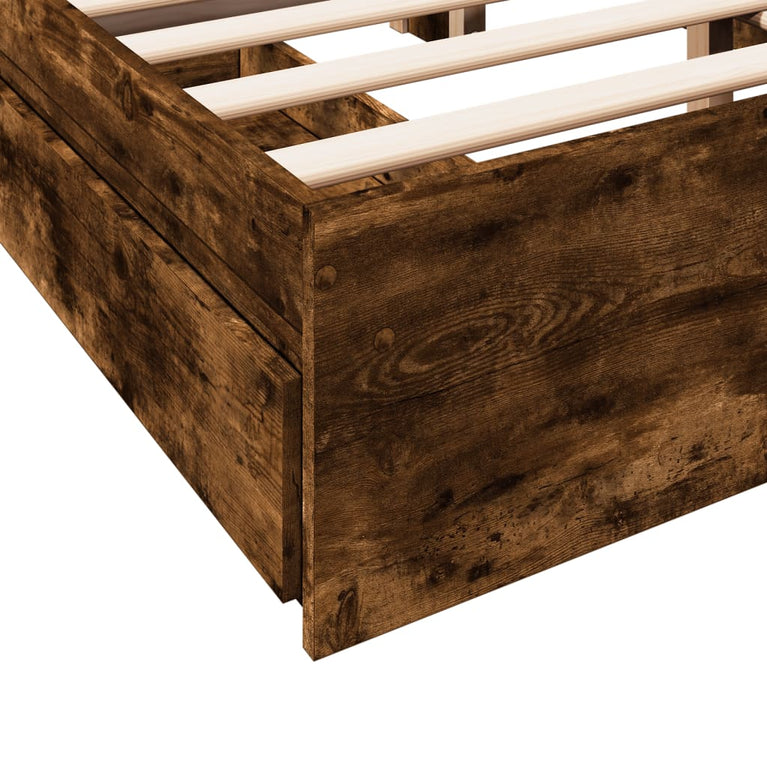 Bedframe met lades bewerkt hout gerookt eikenkleurig 140x190 cm