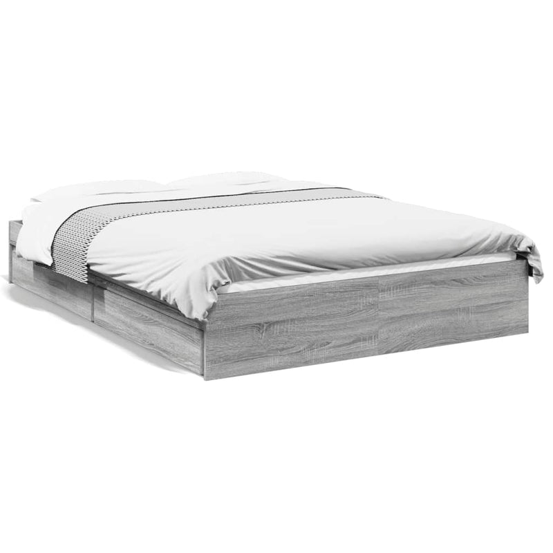 Bedframe met lades bewerkt hout grijs sonoma eiken 140x190 cm