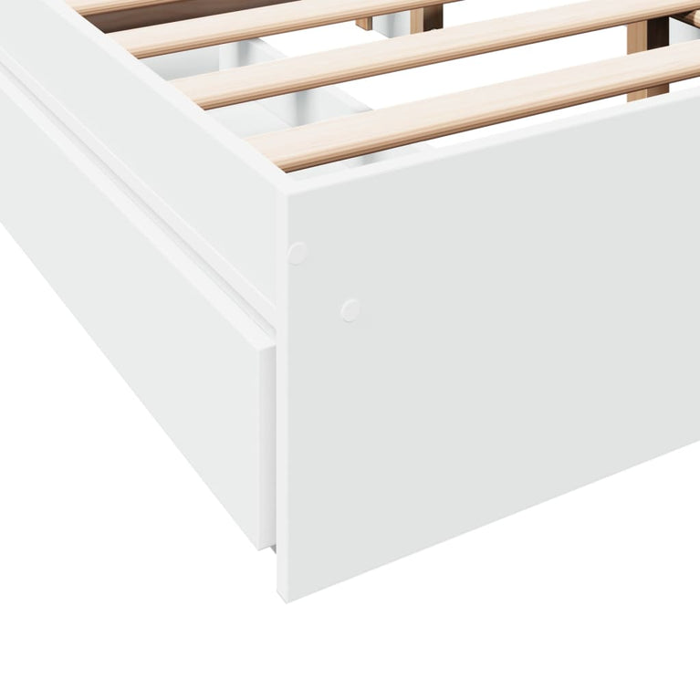 Bedframe met lades bewerkt hout wit 135x190 cm