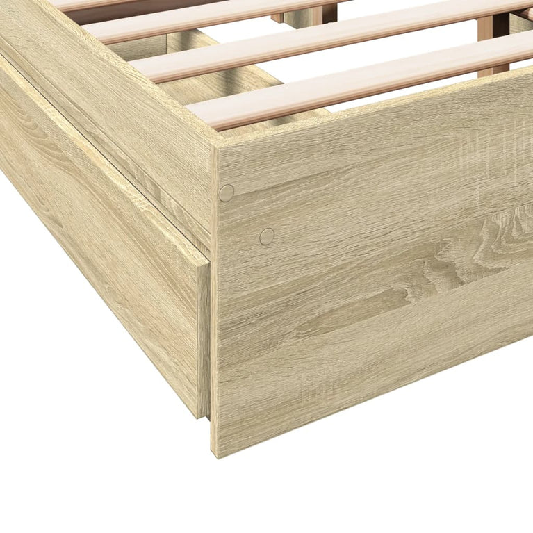 Bedframe met lades bewerkt hout sonoma eikenkleurig 135x190 cm