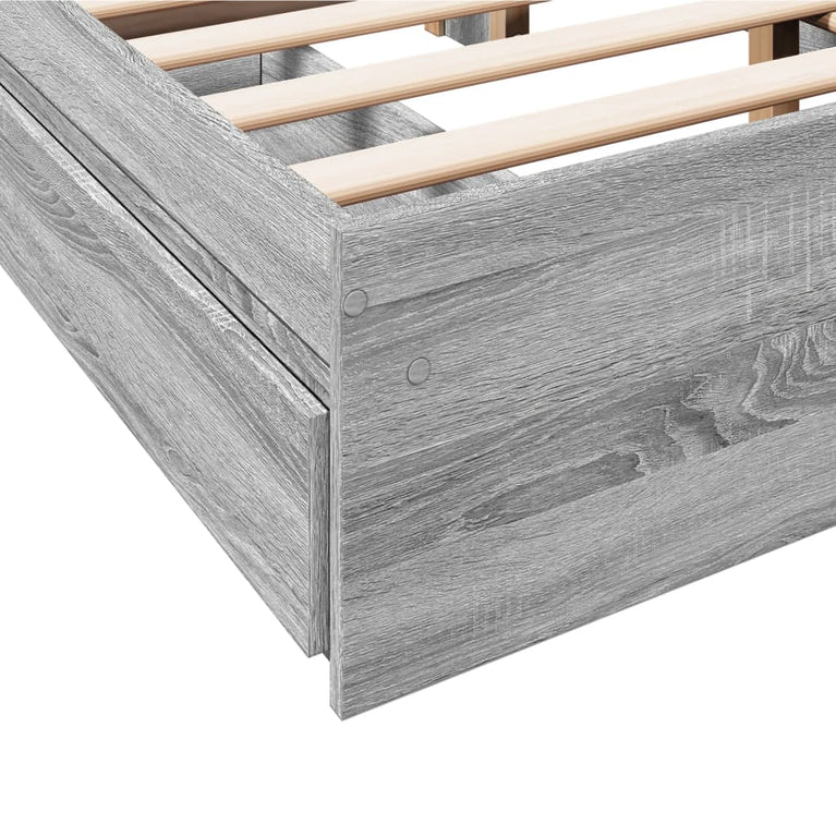 Bedframe met lades bewerkt hout grijs sonoma eiken 135x190 cm