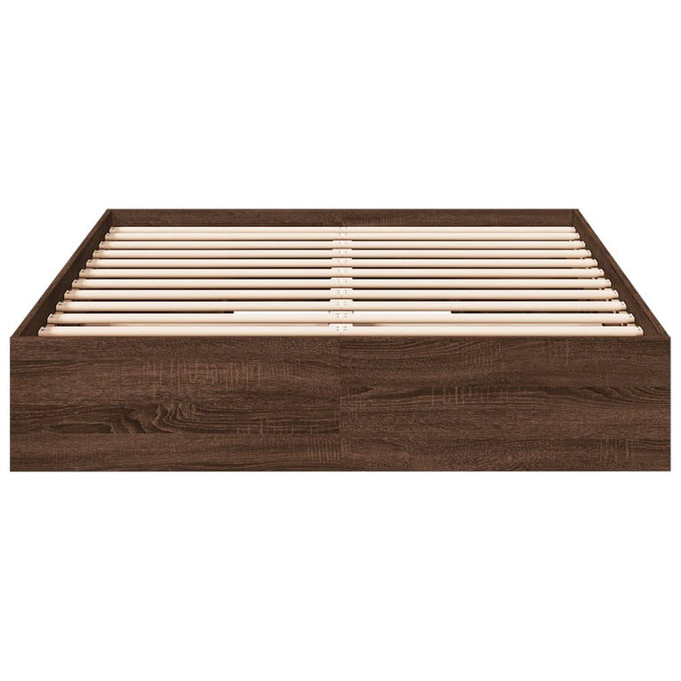 Bedframe met lades bewerkt hout bruin eikenkleurig 135x190 cm