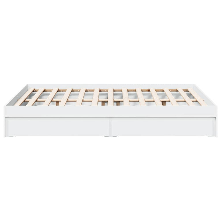 Bedframe met lades bewerkt hout wit 120x190 cm