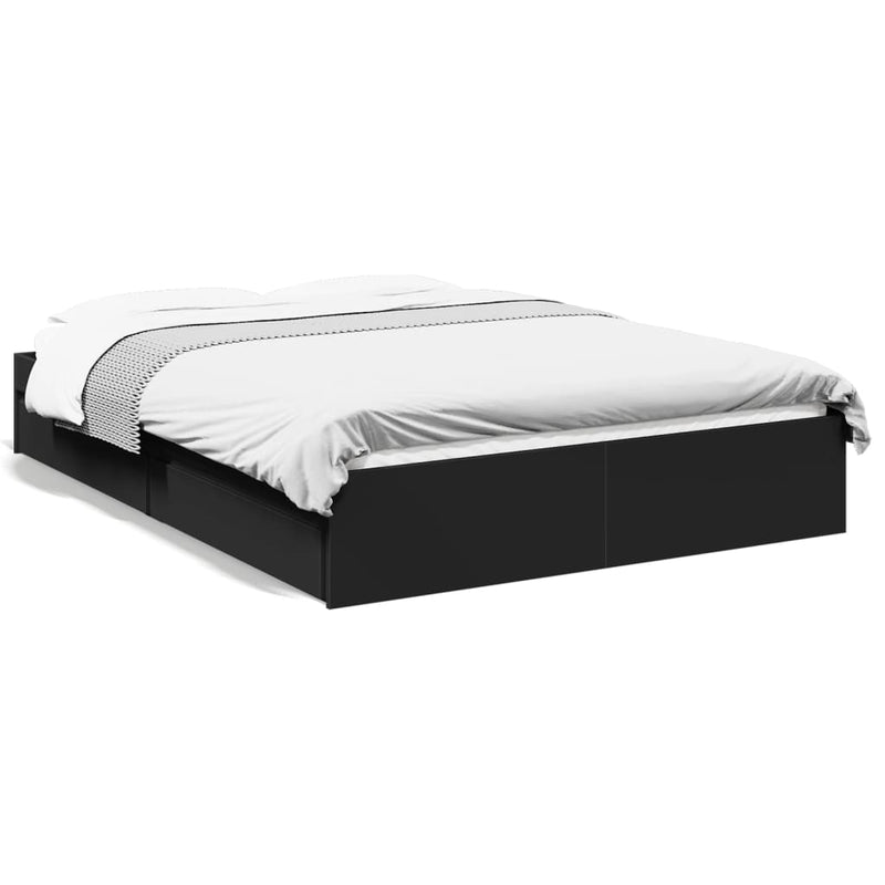 Bedframe met lades bewerkt hout bruin eikenkleurig 120x190 cm