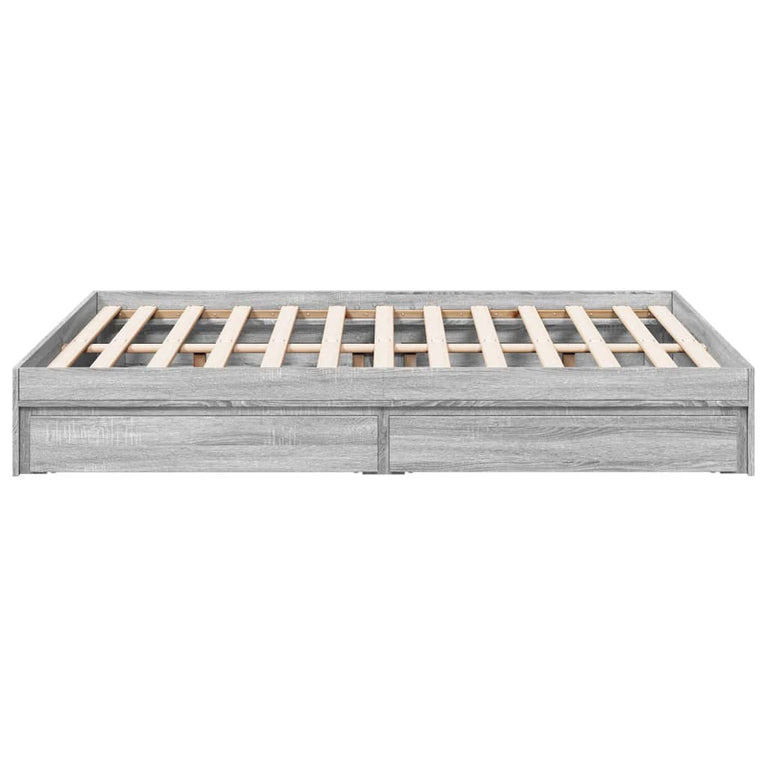 Bedframe met lades bewerkt hout grijs sonoma eiken 120x190 cm