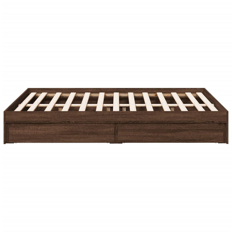 Bedframe met lades bewerkt hout bruin eikenkleurig 120x190 cm