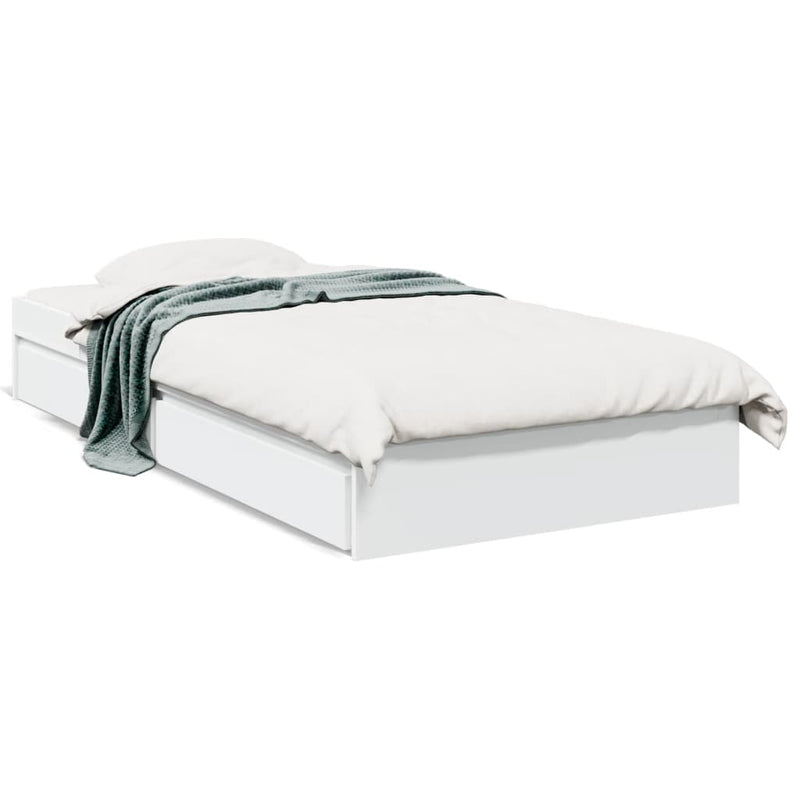 Bedframe met lades bewerkt hout wit 90x190 cm