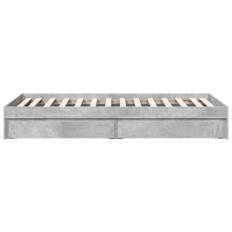 Bedframe met lades bewerkt hout betongrijs 90x190 cm