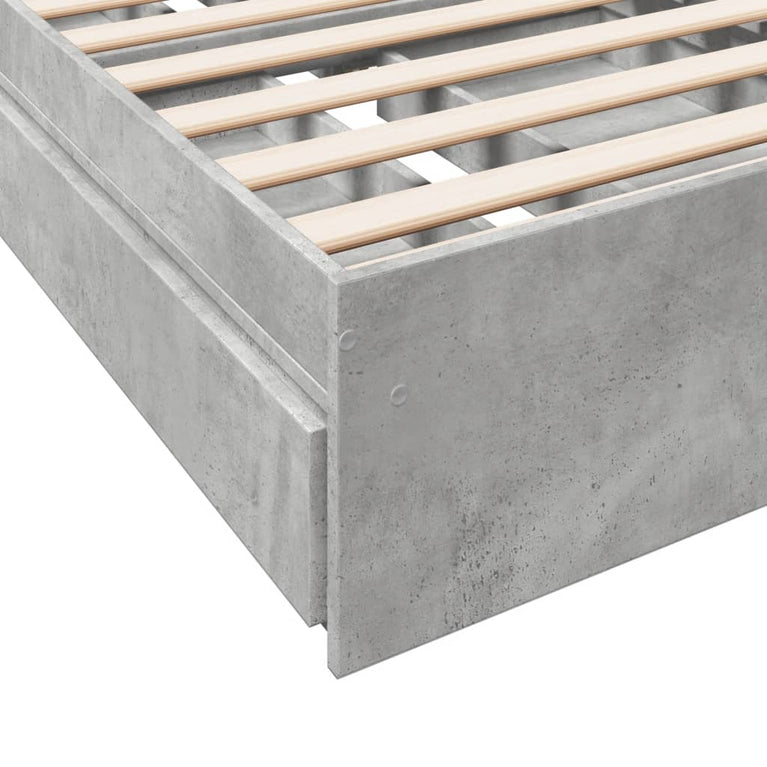 Bedframe met lades bewerkt hout betongrijs 90x190 cm