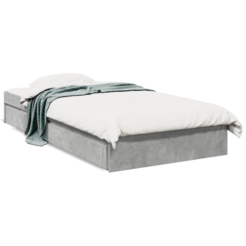 Bedframe met lades bewerkt hout betongrijs 90x190 cm