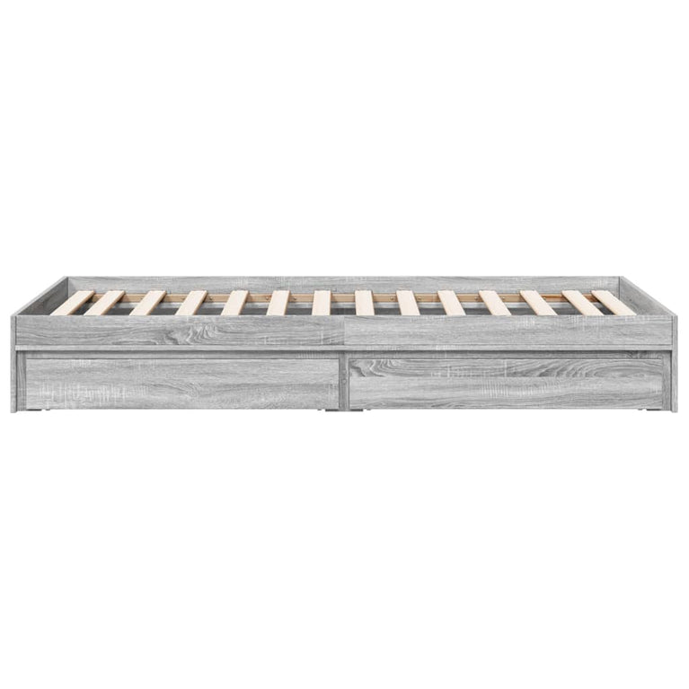 Bedframe met lades bewerkt hout grijs sonoma eiken 90x190 cm