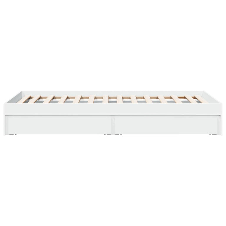 Bedframe met lades bewerkt hout wit 75x190 cm