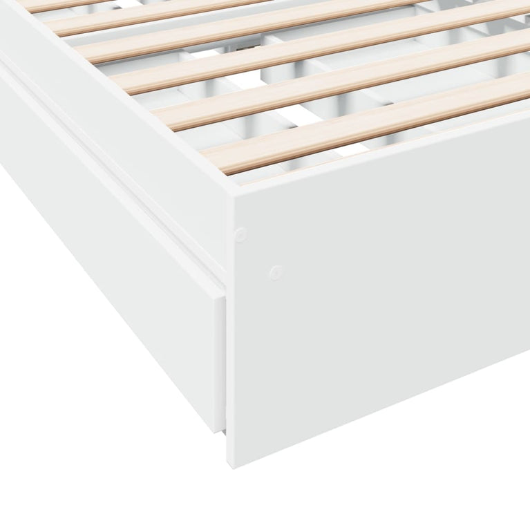 Bedframe met lades bewerkt hout wit 75x190 cm