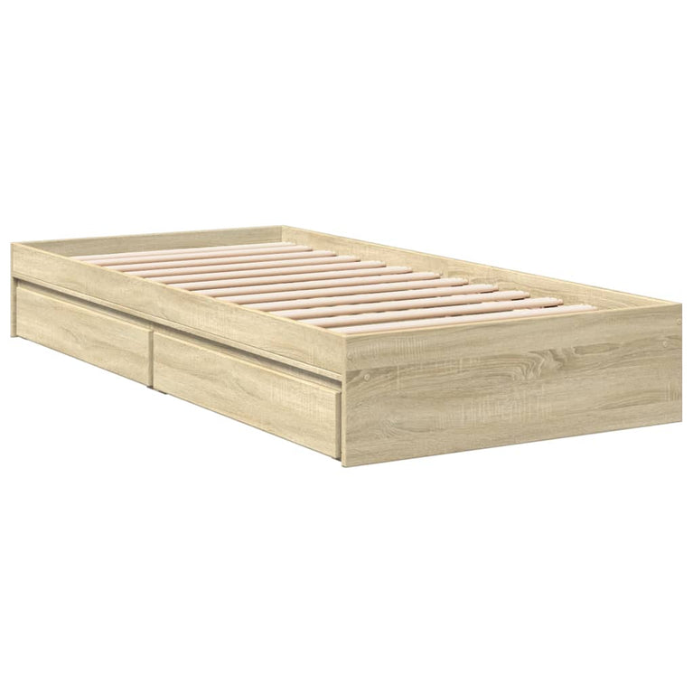 Bedframe met lades bewerkt hout sonoma eikenkleurig 75x190 cm