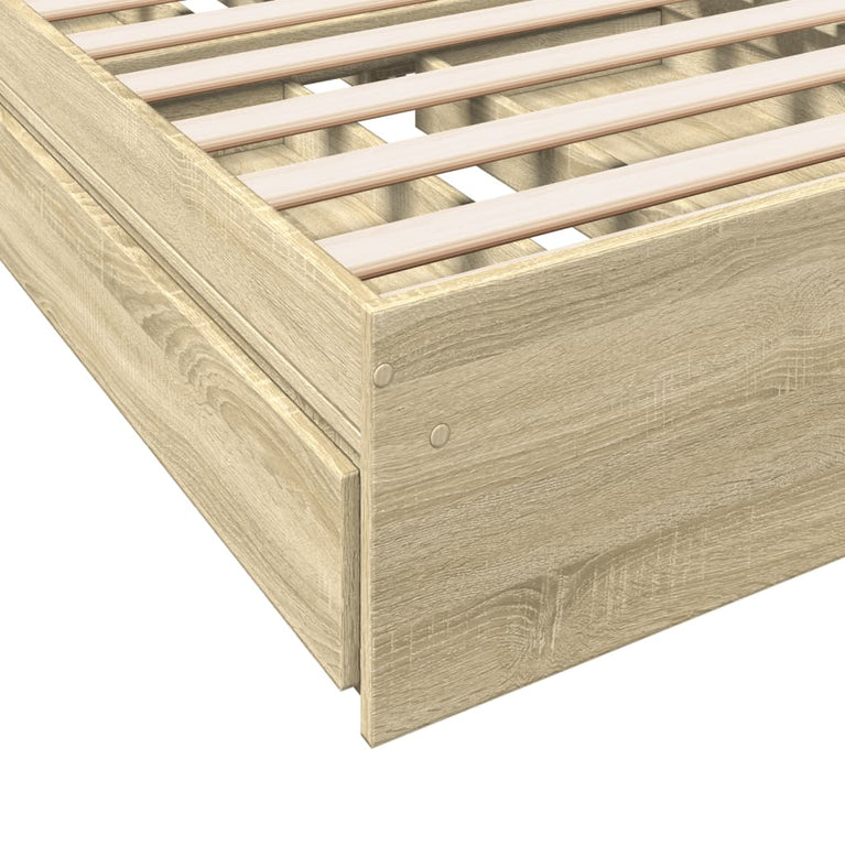 Bedframe met lades bewerkt hout sonoma eikenkleurig 75x190 cm