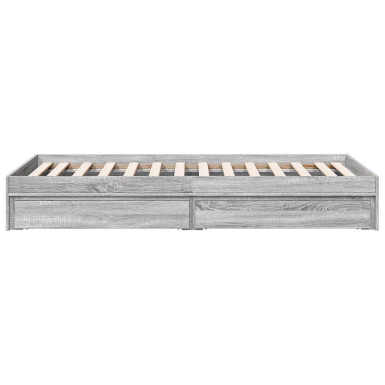 Bedframe met lades bewerkt hout grijs sonoma eiken 75x190 cm