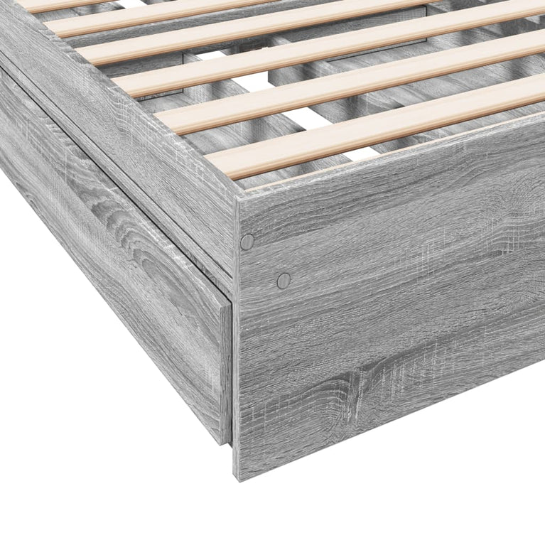 Bedframe met lades bewerkt hout grijs sonoma eiken 75x190 cm