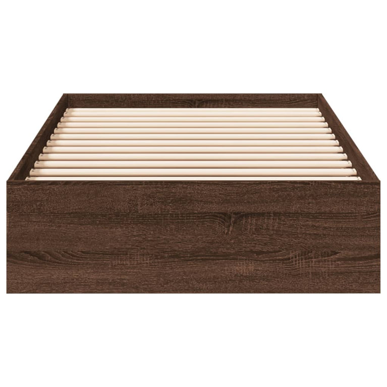Bedframe met lades bewerkt hout bruin eikenkleurig 75x190 cm