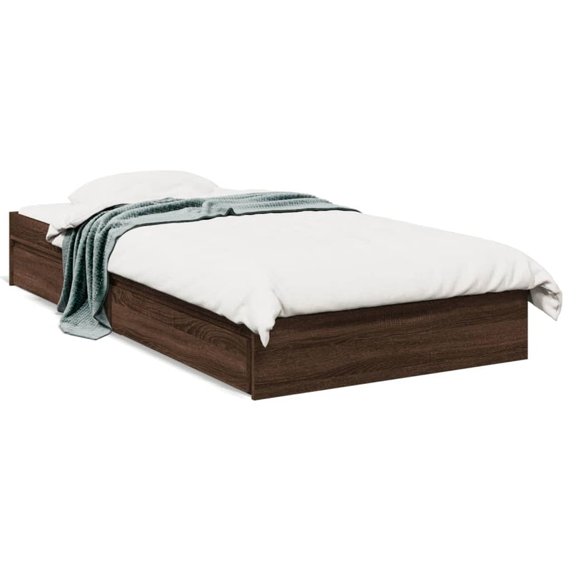 Bedframe met lades bewerkt hout bruin eikenkleurig 75x190 cm