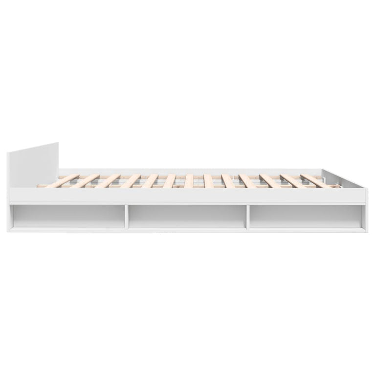 Bedframe met lades bewerkt hout wit 200x200 cm