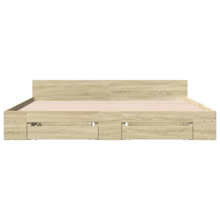 Bedframe met lades bewerkt hout sonoma eikenkleurig 200x200 cm
