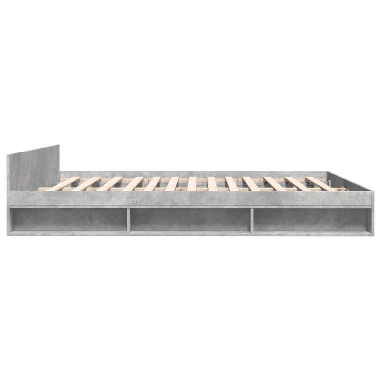 Bedframe met lades bewerkt hout betongrijs 200x200 cm