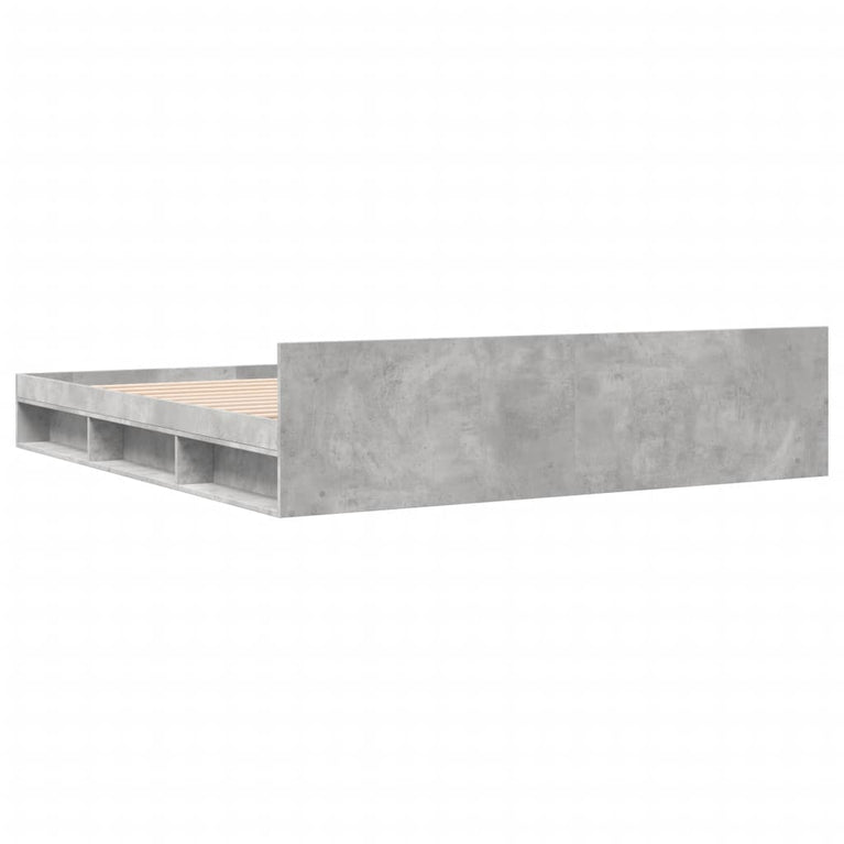 Bedframe met lades bewerkt hout betongrijs 200x200 cm