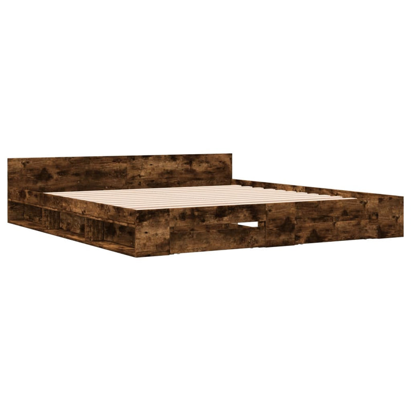 Bedframe met lades bewerkt hout gerookt eikenkleurig 200x200 cm