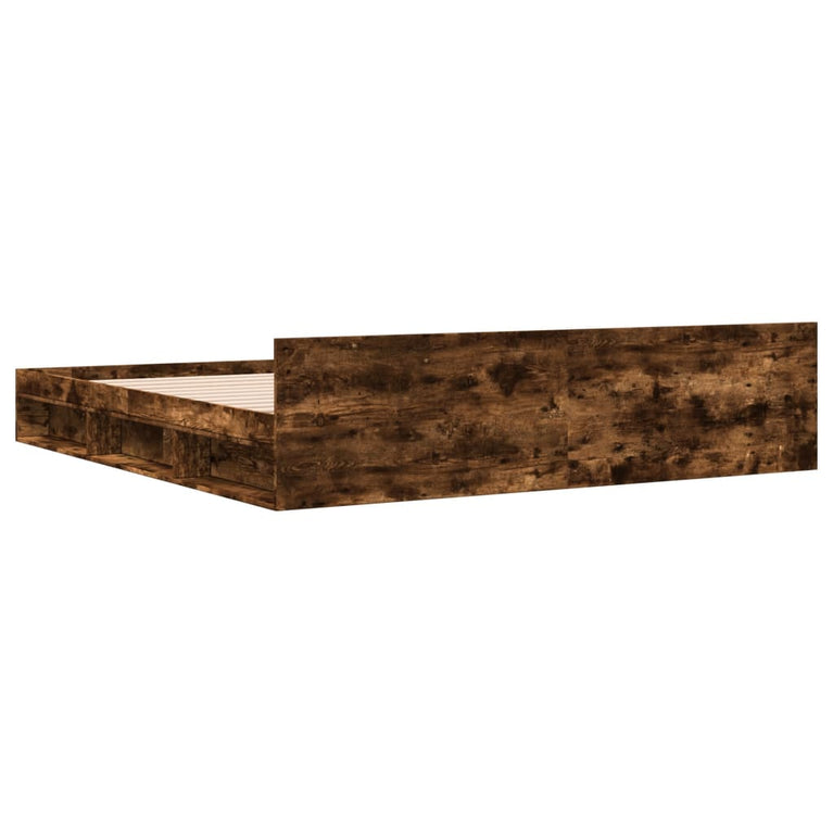 Bedframe met lades bewerkt hout gerookt eikenkleurig 200x200 cm