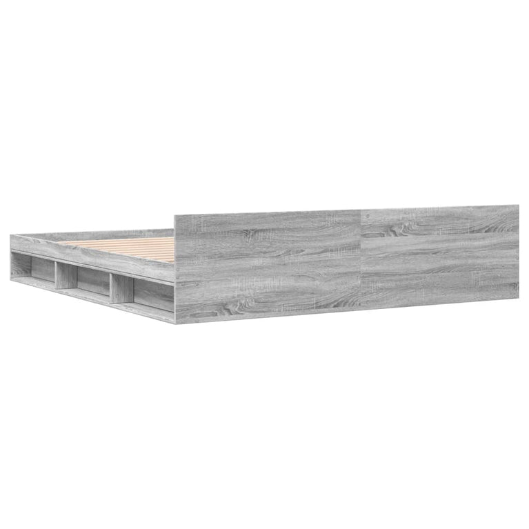 Bedframe met lades bewerkt hout grijs sonoma eiken 200x200 cm