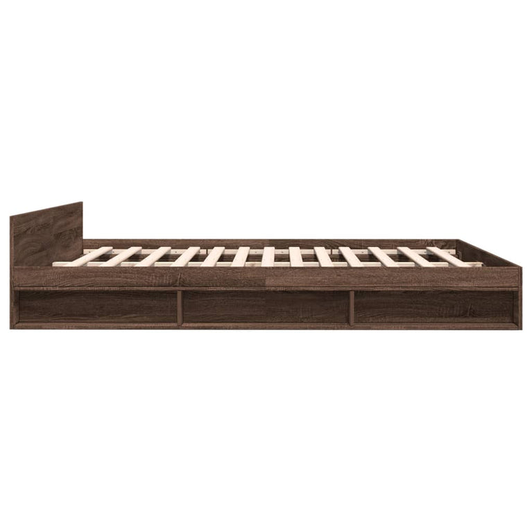 Bedframe met lades bewerkt hout bruin eikenkleurig 200x200 cm
