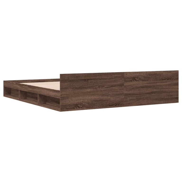 Bedframe met lades bewerkt hout bruin eikenkleurig 200x200 cm
