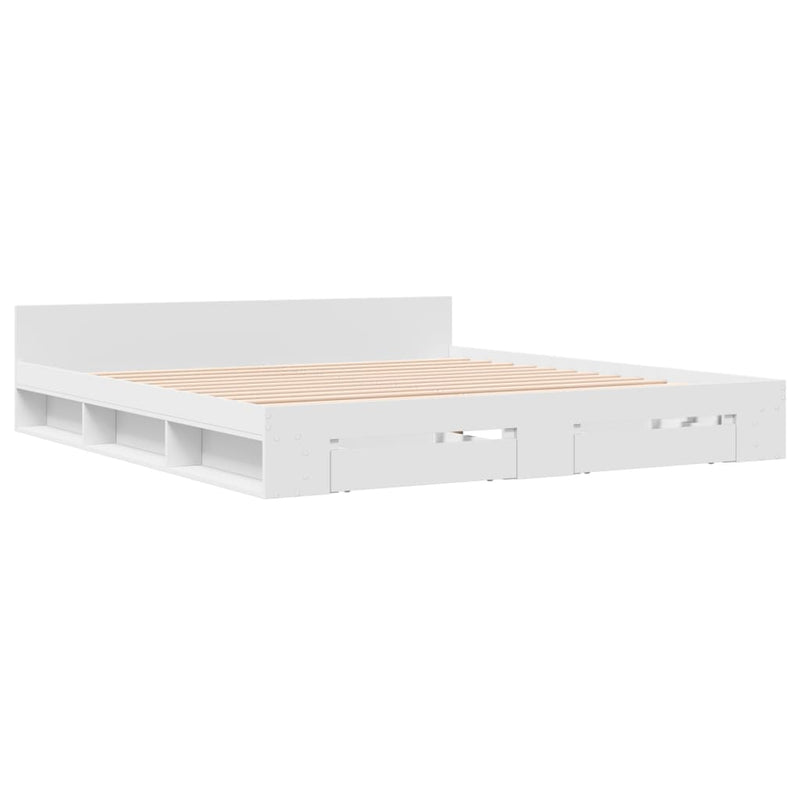 Bedframe met lades bewerkt hout wit 180x200 cm